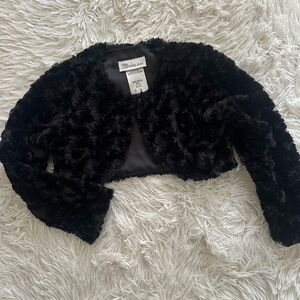 BONNIE JEAN Girls’ Cool and Chic Black Faux Fur Bolero Stassi Jacket Size 5